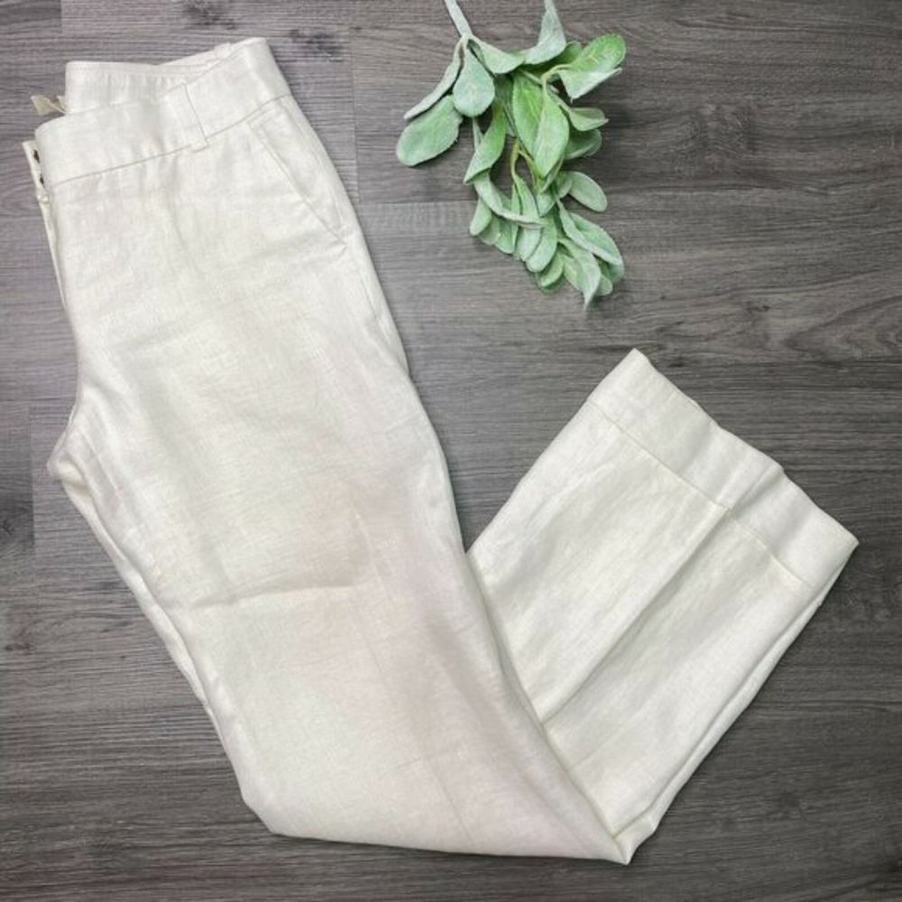 JCREW | sz 2 off white lined‎ linen Cafe trousers